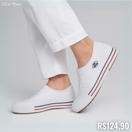 Tênis Soft Works BB81 Branco com Risca Vermelha