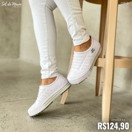 Tênis Soft Works BB81 Branco com Risca Cinza