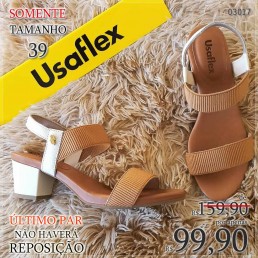 Sandália Usaflex Elástico Camel/Perola 5,5cm Y8204