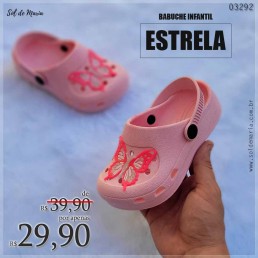 Babuche Estrela Borboleta Rosa Infantil 834