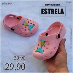 Babuche Estrela Sereia Rosa Infantil 838