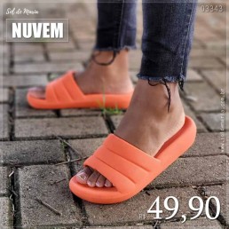 Chinelo Slide Nuvem Tiras Laranja