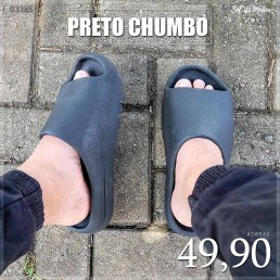 Chinelo Slide Yeeze Preto Chumbo