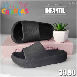 Chinelo Giovanna Slide Nuvem Infantil Preto