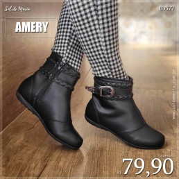 Bota Amery Fivela Trançada Preta 27805