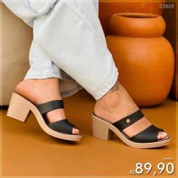 Tamanco Miss Miss Basic Salto Baixo Preto 10241