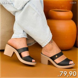 Tamanco Miss Miss Basic Salto Baixo Preto 10241
