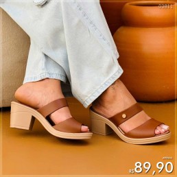 Tamanco Miss Miss Basic Salto Baixo Caramelo 10241