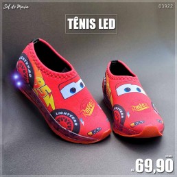 Tênis Jardel Infantil Carros LED Vermelho