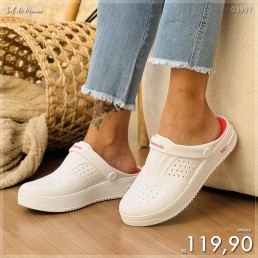 Babuche Boa Onda Urban Branco/Goiaba 200.009