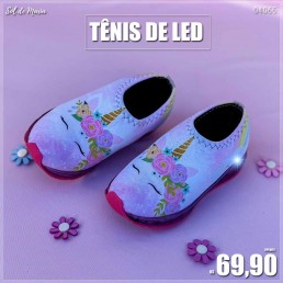 Tênis Kids Infantil LED Unicórnio Rosa