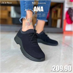 Tênis Boa Onda Ana Preto/Preto 110.001