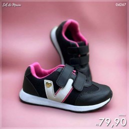 Tênis Nathielly Infantil Velcro Preto/Pink 032.050.003