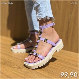 Sandália Akazzo Tratorada Spikes Lilás 3747P.45