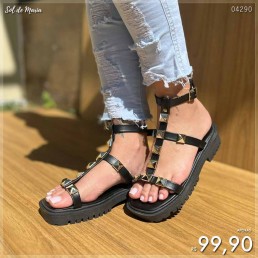 Sandália Akazzo Tratorada Spikes Preto 3747P.08