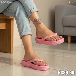 Rasteira Nuvem Tratorada CH234 Tiras Trançada Rosa Bebe