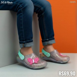 Babuche Camin Infantil Borboleta Led Verde/Glitter 21117