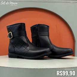 Bota Nathielly Infantil Tratotada Fivela Preto 1073.017.011