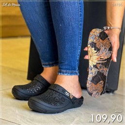 Babuche Boa Onda Nellie Preto/Borboleta 1317.162.001