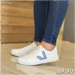 Tênis Mendii Casual Traço V Branco/Azul MD57.1035