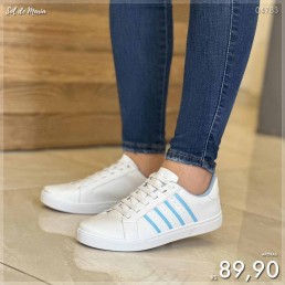 Tênis Mendii Casual Quatro Listras Branco/Azul MDI64.1035