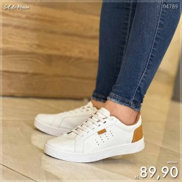 Tênis Mendii Casual Ondas Branco/Caramelo MDI69.1754