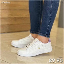 Tênis Mendii Casual Princess Branco/Lilais MDI71.236