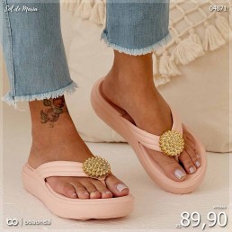 Rasteira Boa Onda Alana Lux Rosa Nude 2312.110.003