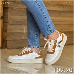 Tênis Vivanz Casual Branco/Carvalho VNZ072