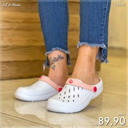 Babuche Boa Onda Easy Branco/Rose Nude 2402.111.001