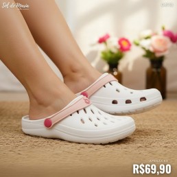 Babuche Boa Onda Easy Branco/Rose Nude 2402.111.001