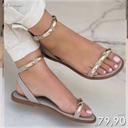 Sandália Gota Detalhes Areia/Dourado SR02