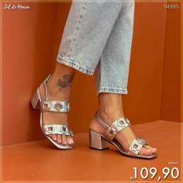 Sandália Akazzo Salto Sofistic Prata 4013SG