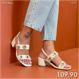 Sandália Akazzo Salto Sofistic Off White 4013SG