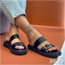 Sandália Akazzo Flatform Fivela Preta 2903G