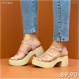 Tamanco Miss Miss Plataforma Tiras Rosê 10282