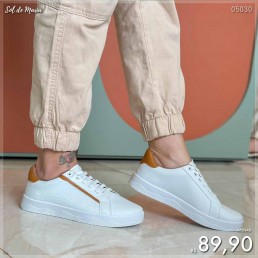 Tênis Mendii Casual Classic Branco/Caramelo MDI86.1754