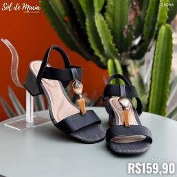 Sandália Modare Salto Floather Elástico/Pedras Preto 7172.113