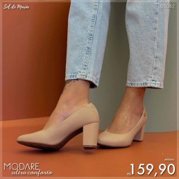 Sapato Modare Scarpin Salto Bloco Bege 7377.105