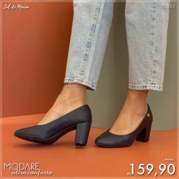 Sapato Modare Scarpin Salto Bloco Preto 7377.105