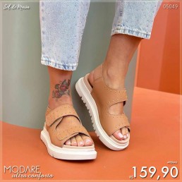 Sandália Modare Cabedal Elástico Strass Caramelo 7200.105