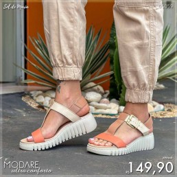 Sandália Modare Tratorada Coral/Creme 7197.103