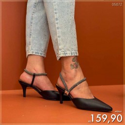 Sandália Vizzano Semi Scarpin Strass Diamond Preto 1185.1138.29269