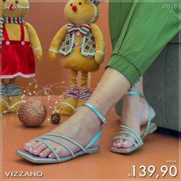 Sandália Vizzano Metalizado Tira Florença Prata/Cristal 6513.207.28577