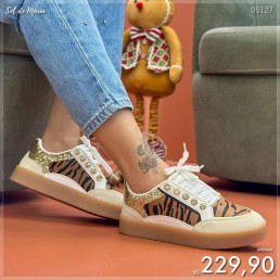 Tênis Vizzano Zebra Mali Branco Off/Dourado 144.102.29493