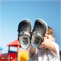 Babuche Boa Onda Easy Kids Eva Preto/Branco 2402.211.003