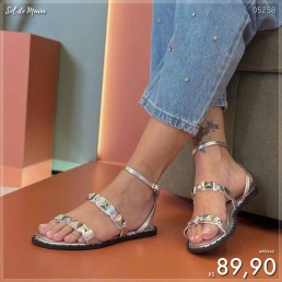Sandália Akazzo Tiras Prata 4083HE.36