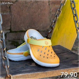 Babuche Boa Onda Easy Kids Eva Branco/Tangerina 2402.213.002