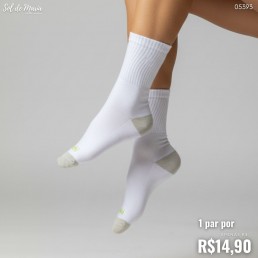 Meias Hoahi Par Cano Longo Branco/Verde 22007