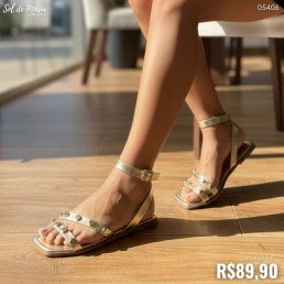 Sandália Akazzo Tiras Spikes Ouro 4193FE